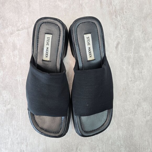 Steve Madden Slinky Sandals 10 Y2K 90s Grunge Vintage Flatform Chunky Lug Slides - Picture 2 of 11